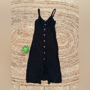 LINEN BUTTON DOWN MIDI DRESS